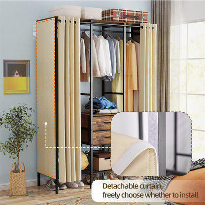 XXL Heavy Duty Wardrobe Closet w/ Shelf, Drawer & Rack - Image 6