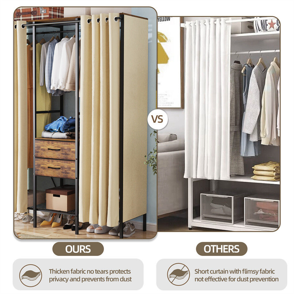 XXL Heavy Duty Wardrobe Closet w/ Shelf, Drawer & Rack - Image 7