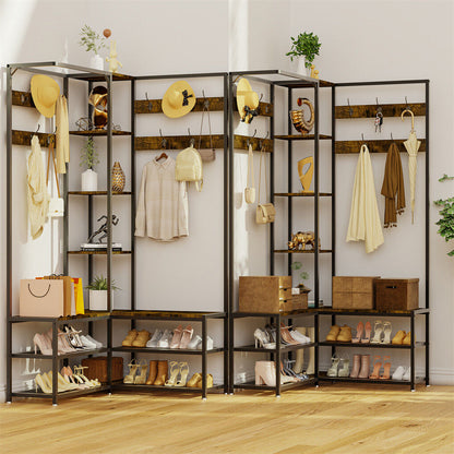 Corner Coat Stand with Shoe Bench Metal & MDF Organizer - Image 3