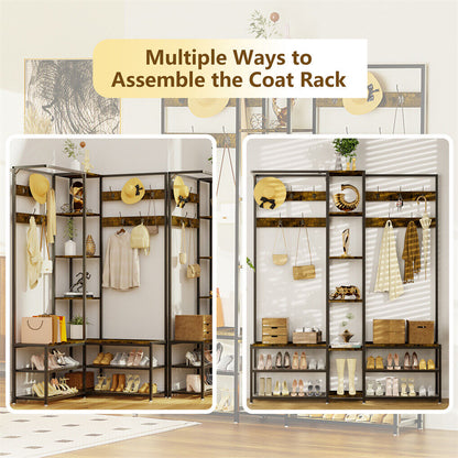 Corner Coat Stand with Shoe Bench Metal & MDF Organizer - Image 4
