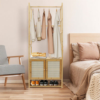 Bamboo Clothes Rack Coat Stand 168cm High Polish 53cm Length - Image 2