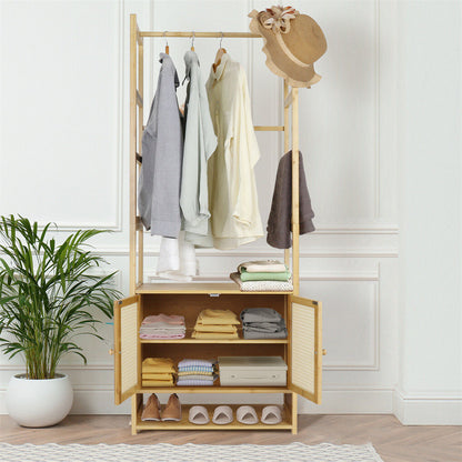 Bamboo Clothes Rack Coat Stand 168cm High Polish 53cm Length - Image 3