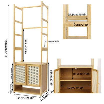 Bamboo Clothes Rack Coat Stand 168cm High Polish 53cm Length - Image 5