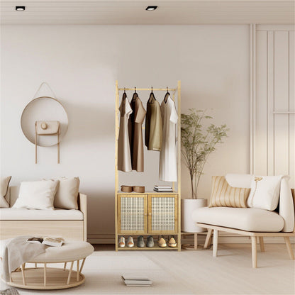 Bamboo Clothes Rack Coat Stand 168cm High Polish 53cm Length - Image 7