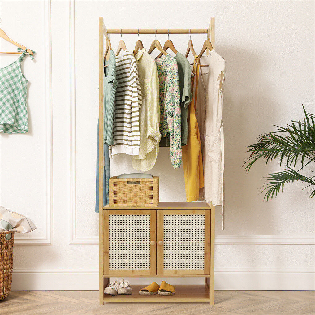 Bamboo Clothes Rack Coat Stand 168cm High Polish 53cm Length - Image 9