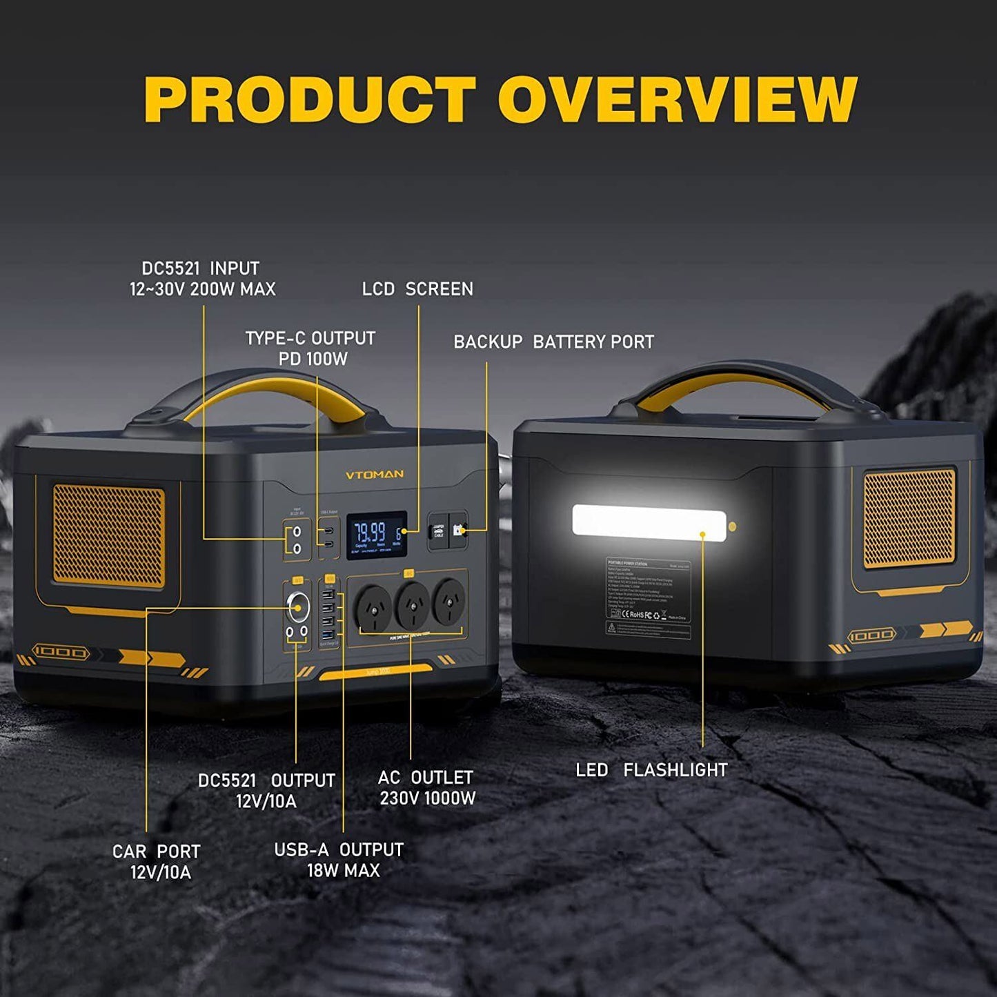 1000W 1408Wh Solar Generator 10A Black Portable Power Station - Image 7