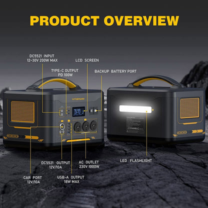 1000W 1408Wh Solar Generator 10A Black Portable Power Station - Image 7