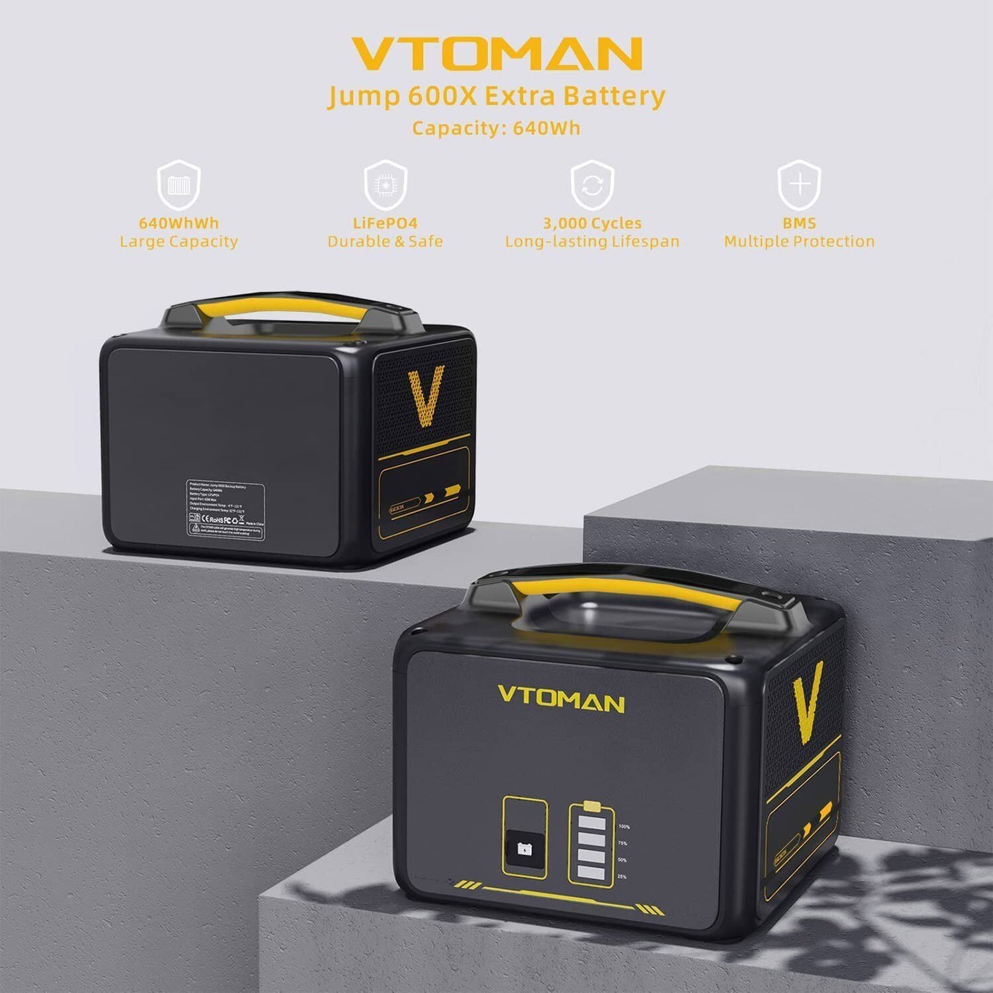 640Wh Solar Expansion Battery LiFePO4 BMS Jump 600X - Image 2