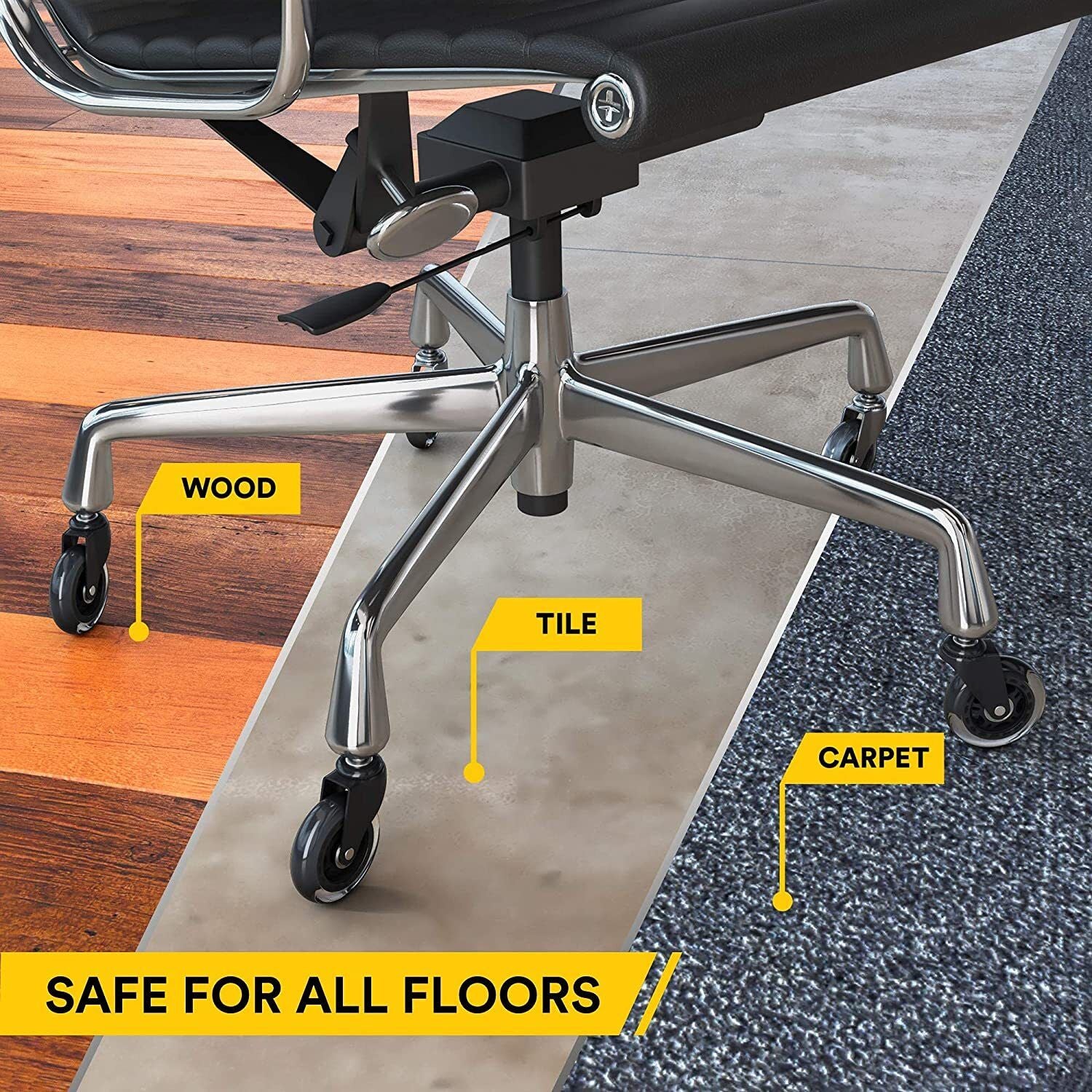 3 Swivel Rollerblade Chair Wheels, 7/16 Stem, All Floors - 5 Pack - Image 4