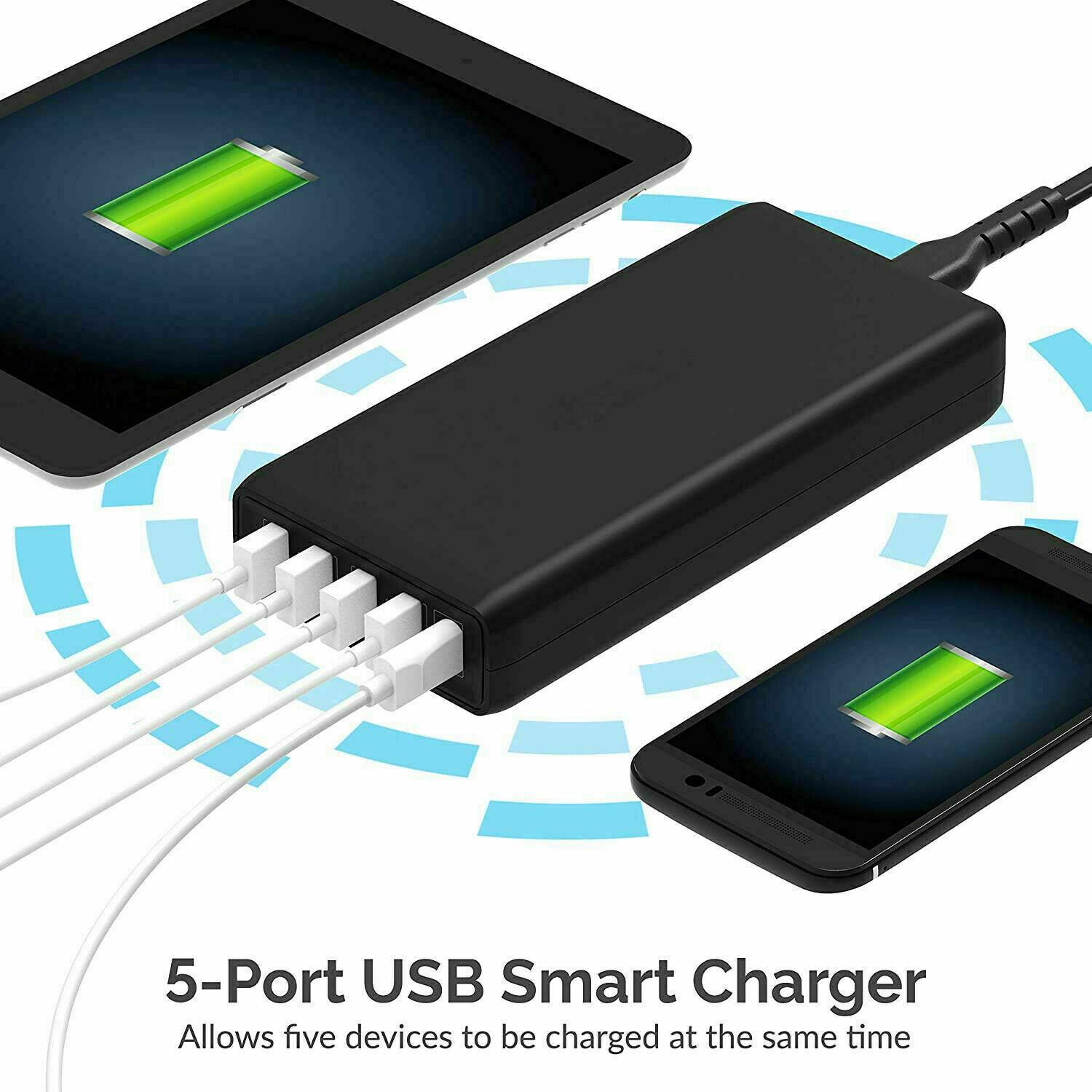 40W 5-Port USB Wall Charger Fast AC Adapter Multi Travel - Image 2