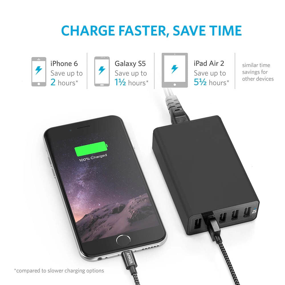 40W 5-Port USB Wall Charger Fast AC Adapter Multi Travel - Image 3