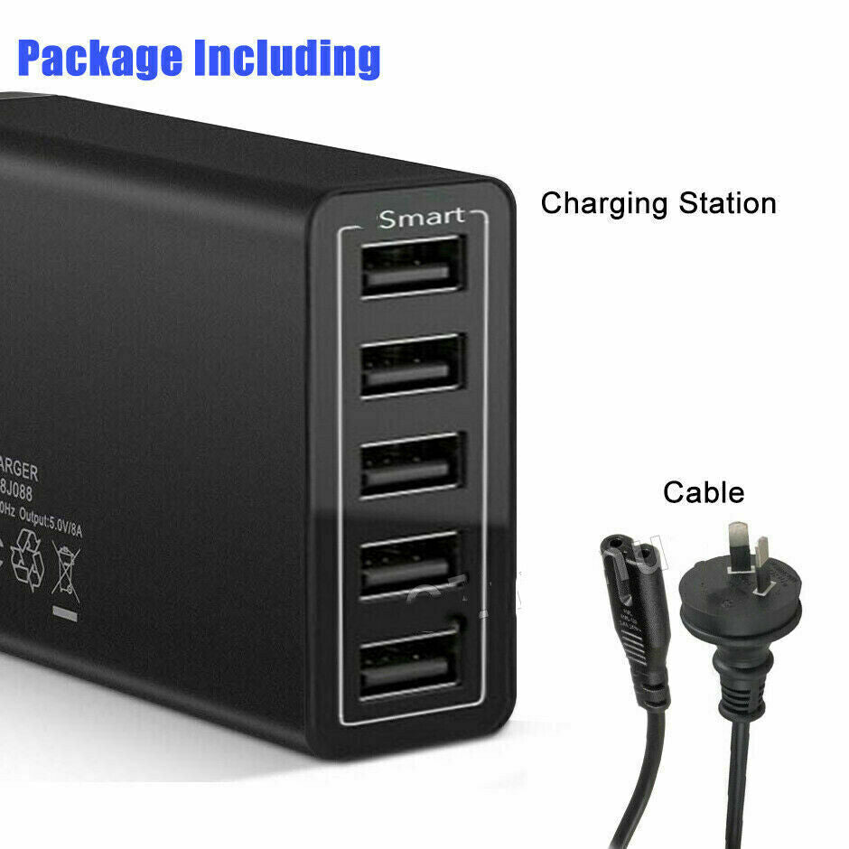 40W 5-Port USB Wall Charger Fast AC Adapter Multi Travel - Image 6