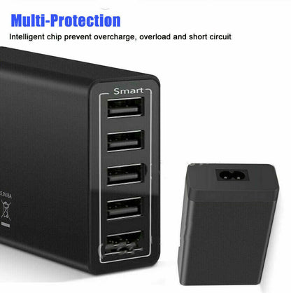 40W 5-Port USB Wall Charger Fast AC Adapter Multi Travel - Image 7