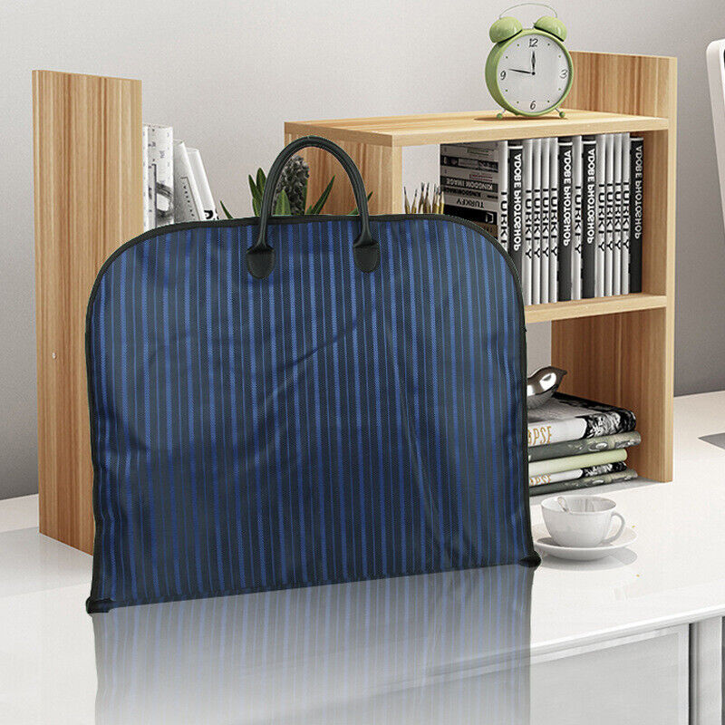 Blue Men Suit Garment Bag Zippered Dustproof Travel Organizer - Image 2