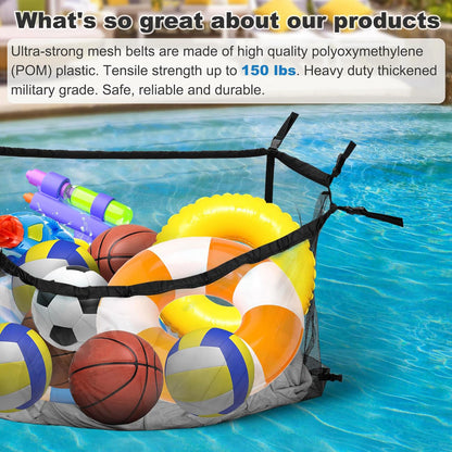 145x145CM Heavy Duty Pool Toy Storage Net Bag Adjustable Organizer - Image 6