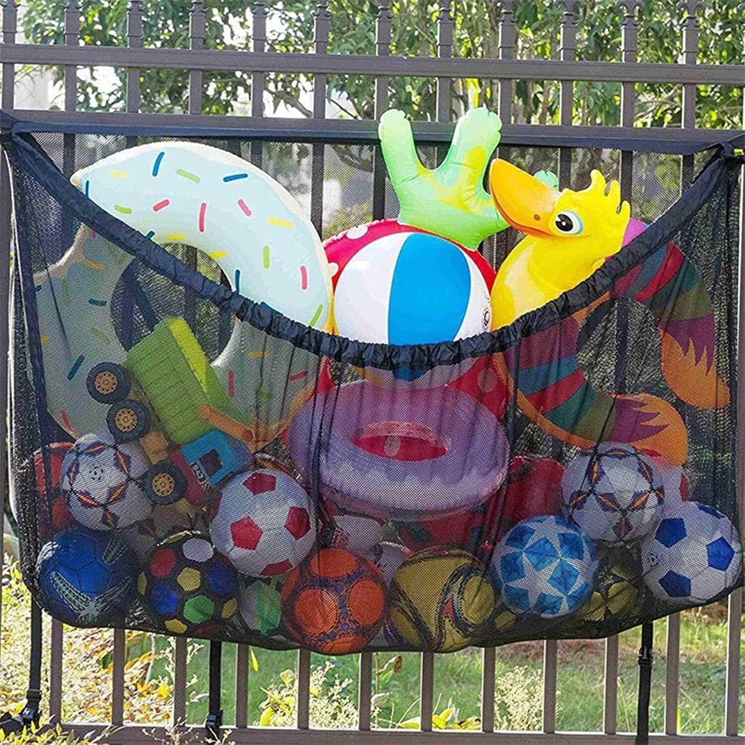 145x145CM Heavy Duty Pool Toy Storage Net Bag Adjustable Organizer - Image 8