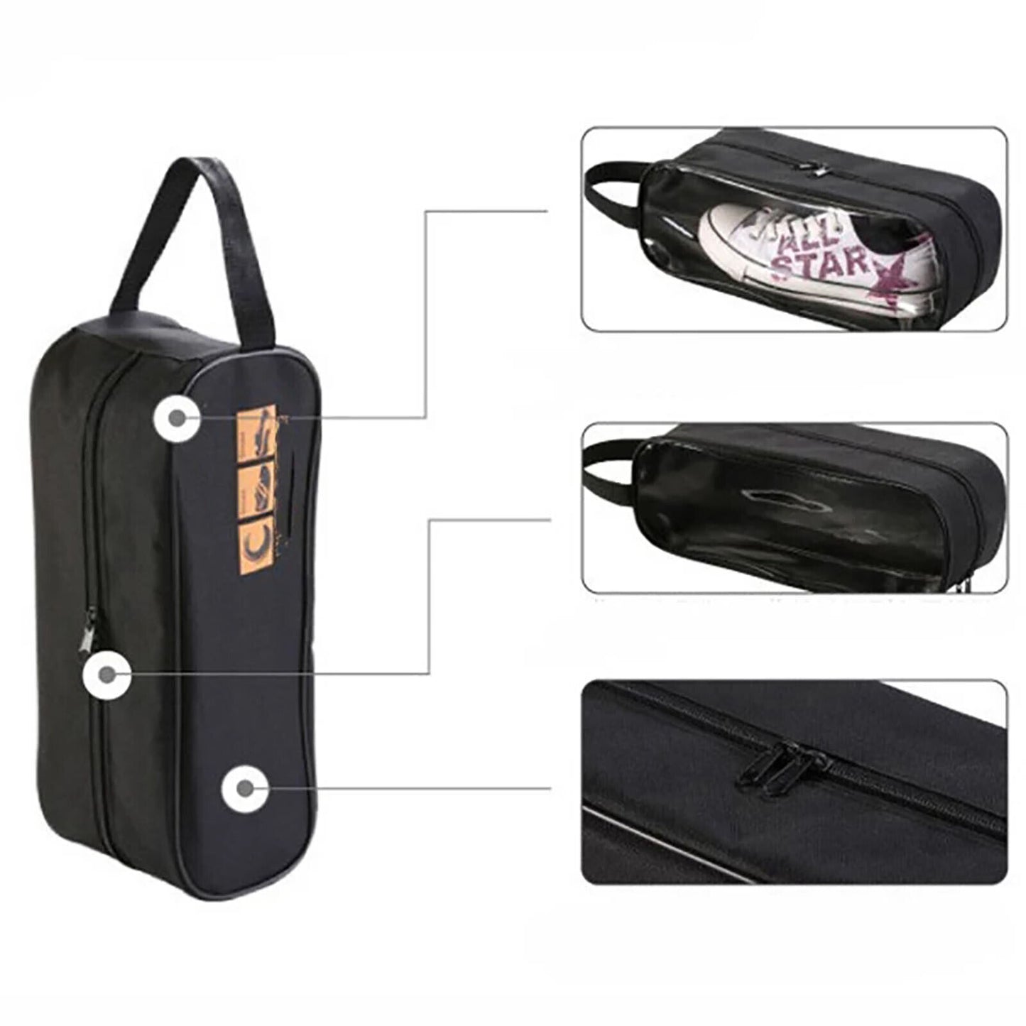 Portable Waterproof Shoe Bag with View Window 13cm High - Image 2
