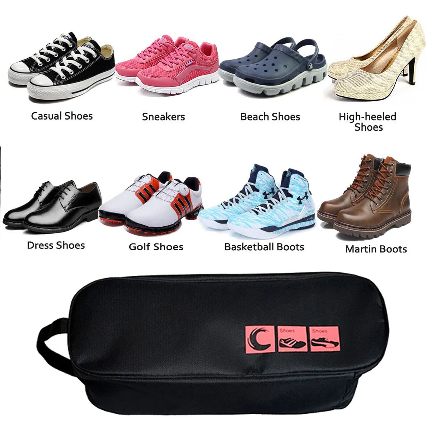 Portable Waterproof Shoe Bag with View Window 13cm High - Image 6