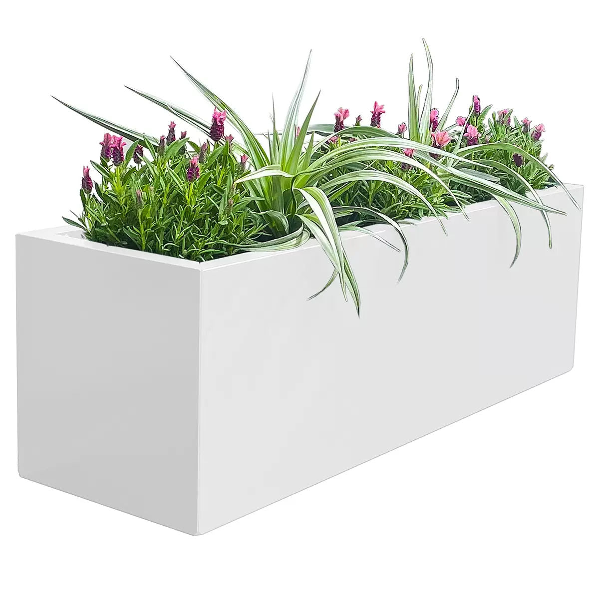 Metal Designer Planter Box 900 x 300 x 300mm Vibrant White - Image 2