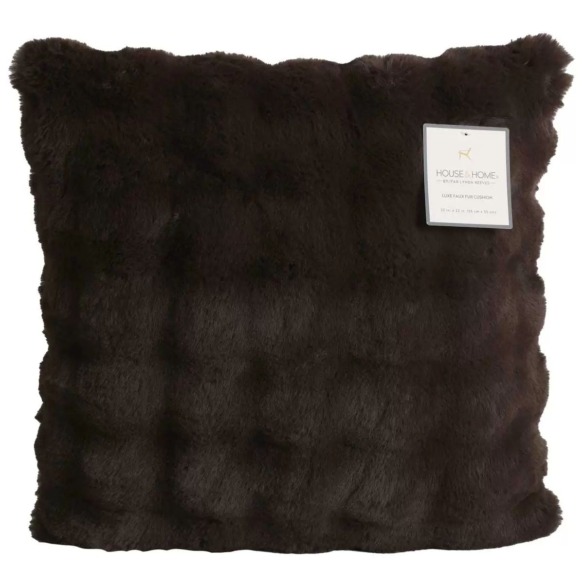 Luxe faux fur cushion 55 x 55cm dark brown - Image 2