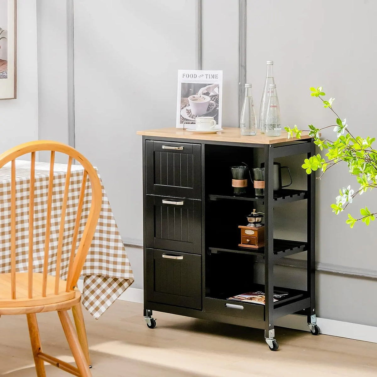Kitchen Island Cart with Storage, Drawers, Shelves - Image 2