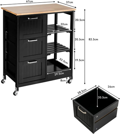 Kitchen Island Cart with Storage, Drawers, Shelves - Image 3