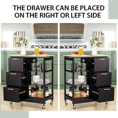 Kitchen Island Cart with Storage, Drawers, Shelves - Image 4