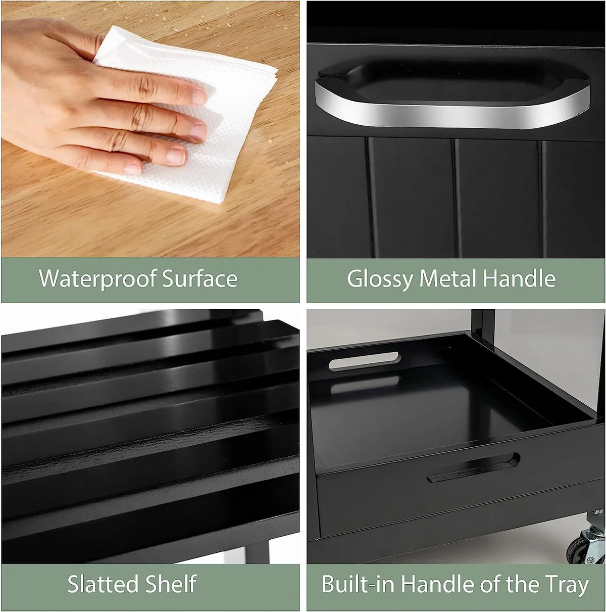 Kitchen Island Cart with Storage, Drawers, Shelves - Image 7