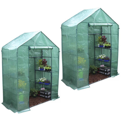 Walk-in Greenhouse 2 Tier Twin Pack, 195 x 143 x 73 cm - Image 2