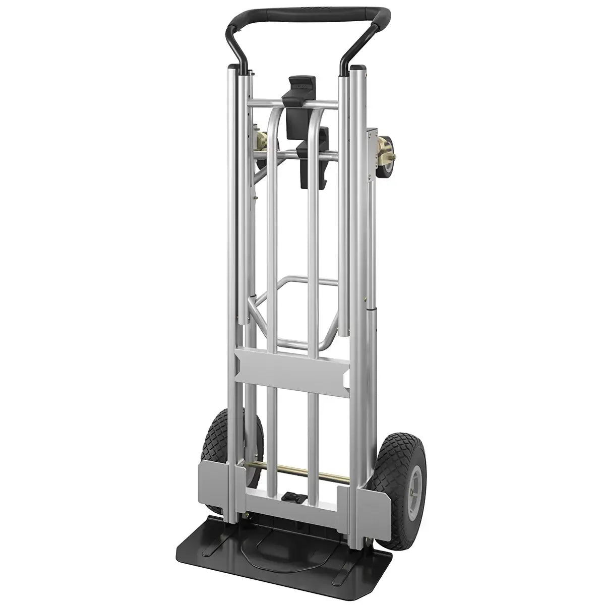 Black 4 In 1 Folding Toe Plate Hand Truck for Heavy Loads, Aluminium and Steel Hybrid