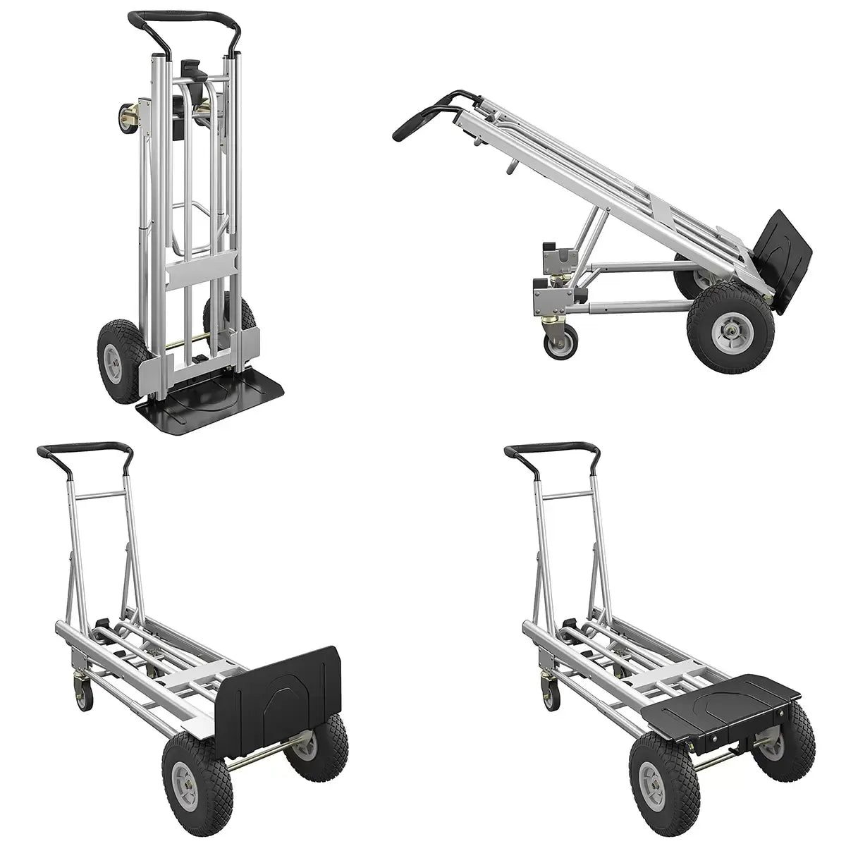 Black 4 In 1 Folding Toe Plate Hand Truck for Heavy Loads, Aluminium and Steel Hybrid - Image 2