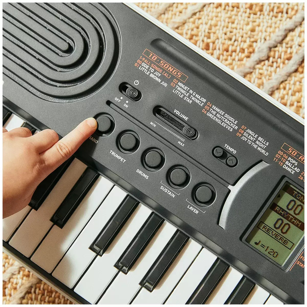 Black 44 Key Portable Mini Keyboard with 100 Tones, 50 Rhythms, and Headphone Output - Image 5