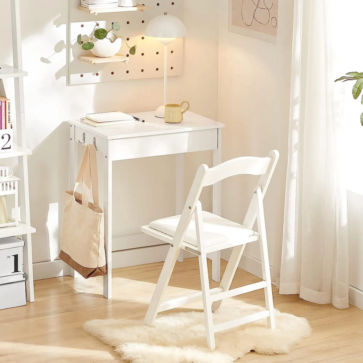 Small White Desk with Drawer Hooks - Image 5