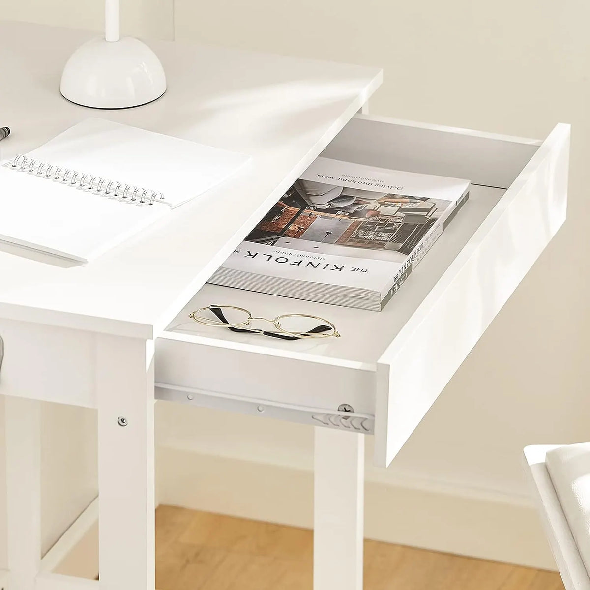 Small White Desk with Drawer Hooks - Image 8