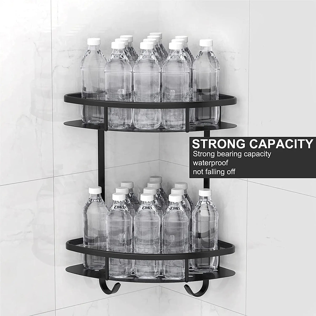 2 Pack Aluminum Adhesive Shower Caddy Corner Shelf Storage Rack for Bathroom - Image 2