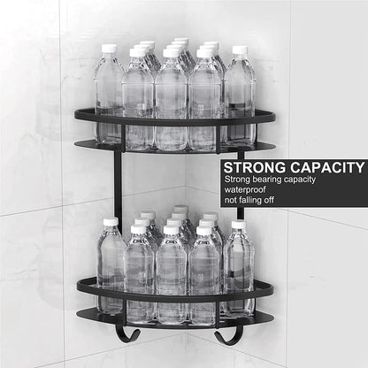 2 Pack Aluminum Adhesive Shower Caddy Corner Shelf Storage Rack for Bathroom - Image 2