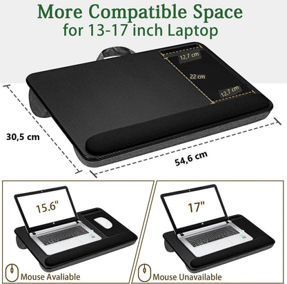 Portable Laptop Desk with Device Ledge, Mouse Pad and Phone Holder for Home Office (Black, 40cm) - Image 3