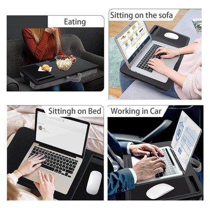 Portable Laptop Desk with Device Ledge, Mouse Pad and Phone Holder for Home Office (Black, 40cm) - Image 7