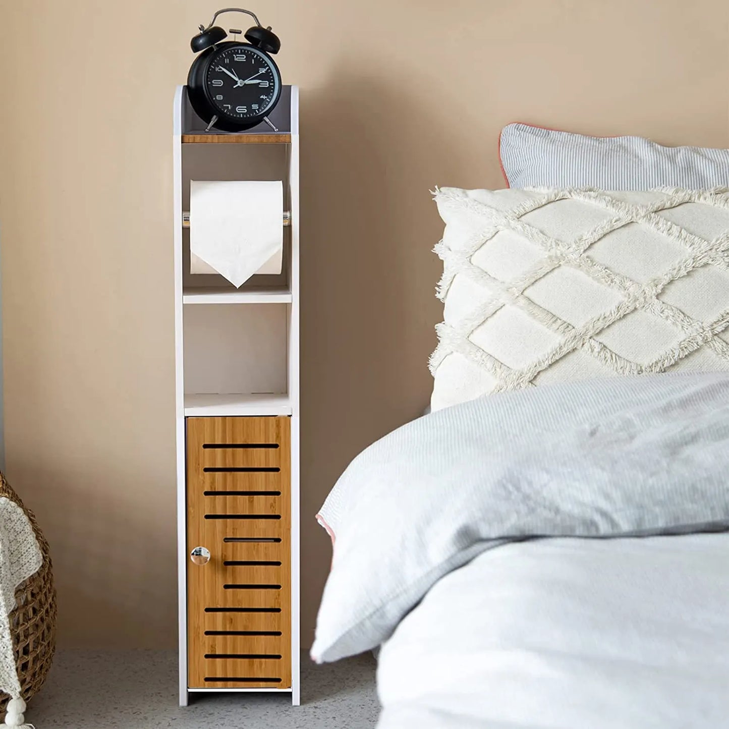 Toilet Paper Roll Holder for Bathroom with roller (Bamboo, 76cm) - Image 5