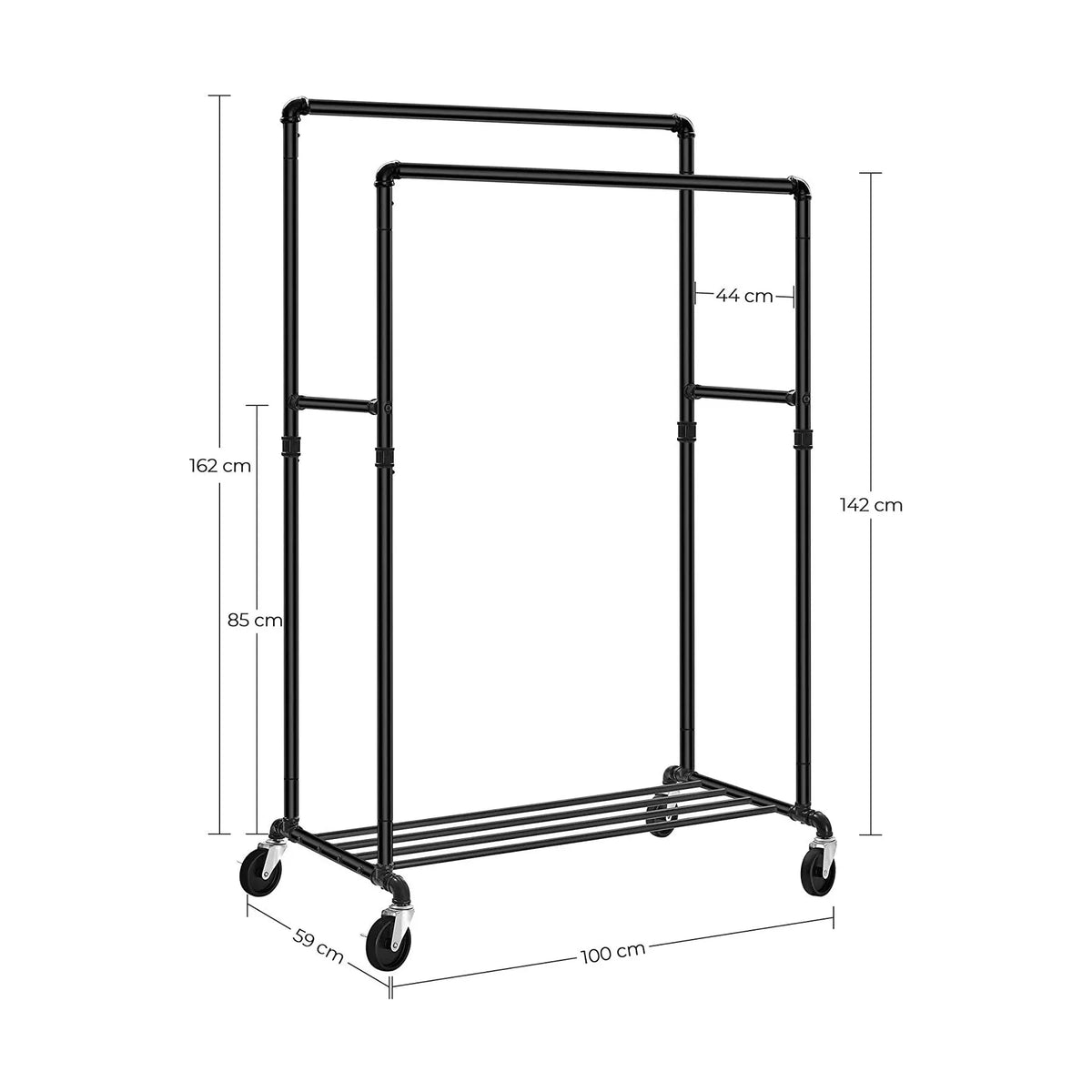 Industrial Pipe Clothes Rack Wheels , 110Kg load - Image 8