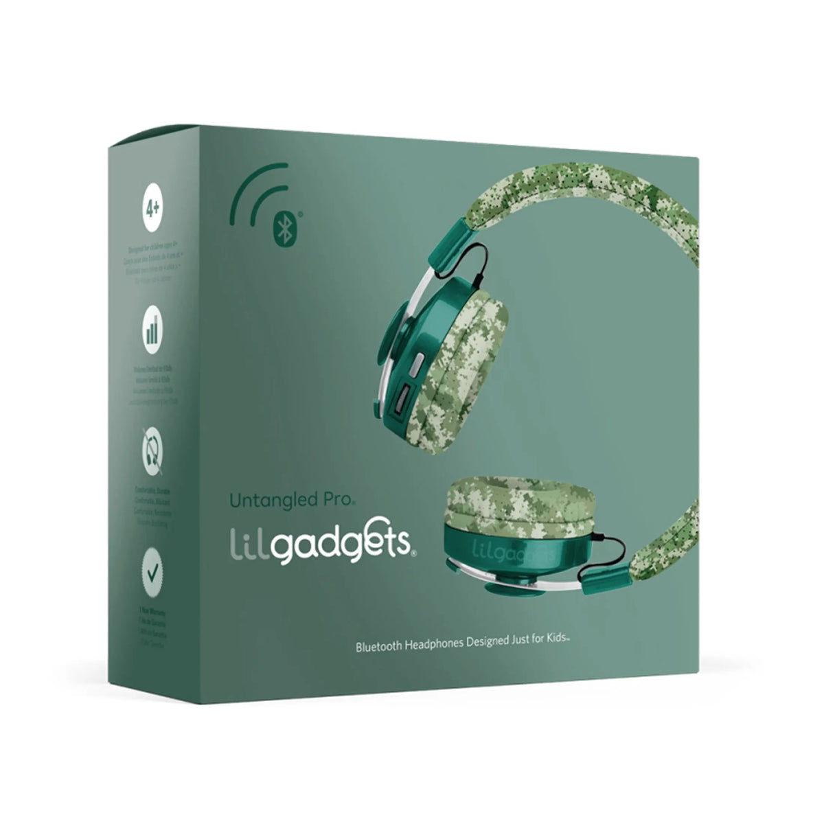 LilGadgets Untangled Pro Premium Children's Wireless Headphones Green Digital Camo - Image 5