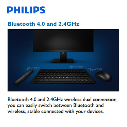 Philips Wireless Compact Keyboard BT 2.4Ghz Bluetooth Multi Device SPK6624 - Image 2