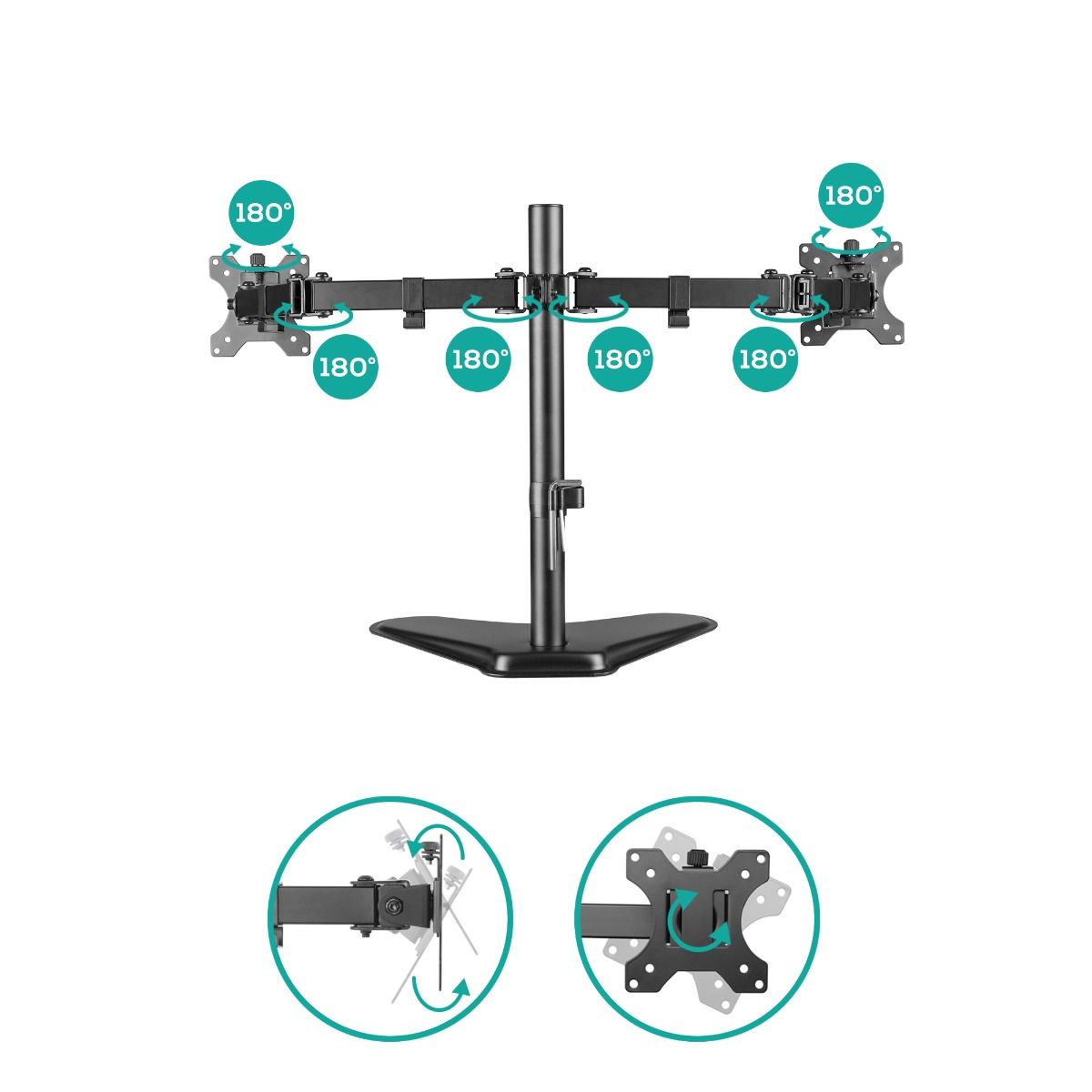 activiva Dual-Screen Articulating Monitor Arm with Free-Standing Desktop Base - Image 4