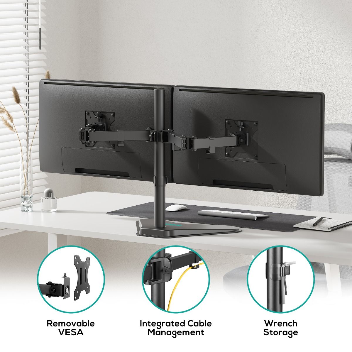 activiva Dual-Screen Articulating Monitor Arm with Free-Standing Desktop Base - Image 5