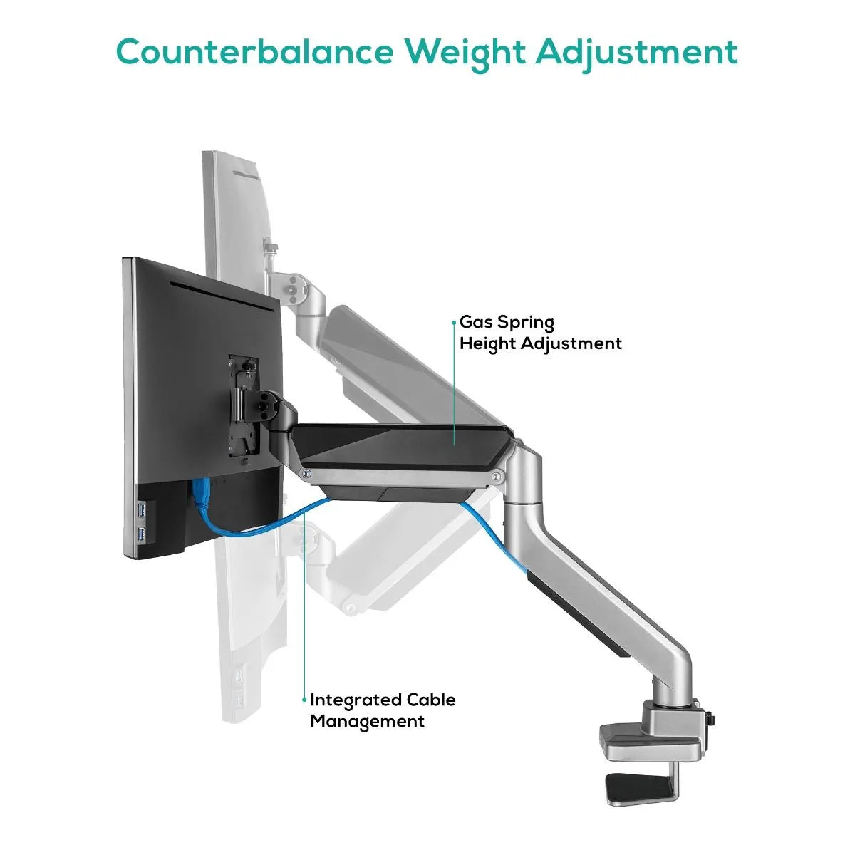 activiva Heavy Duty Single Monitor Screen Gas Spring Monitor Arm - Image 4