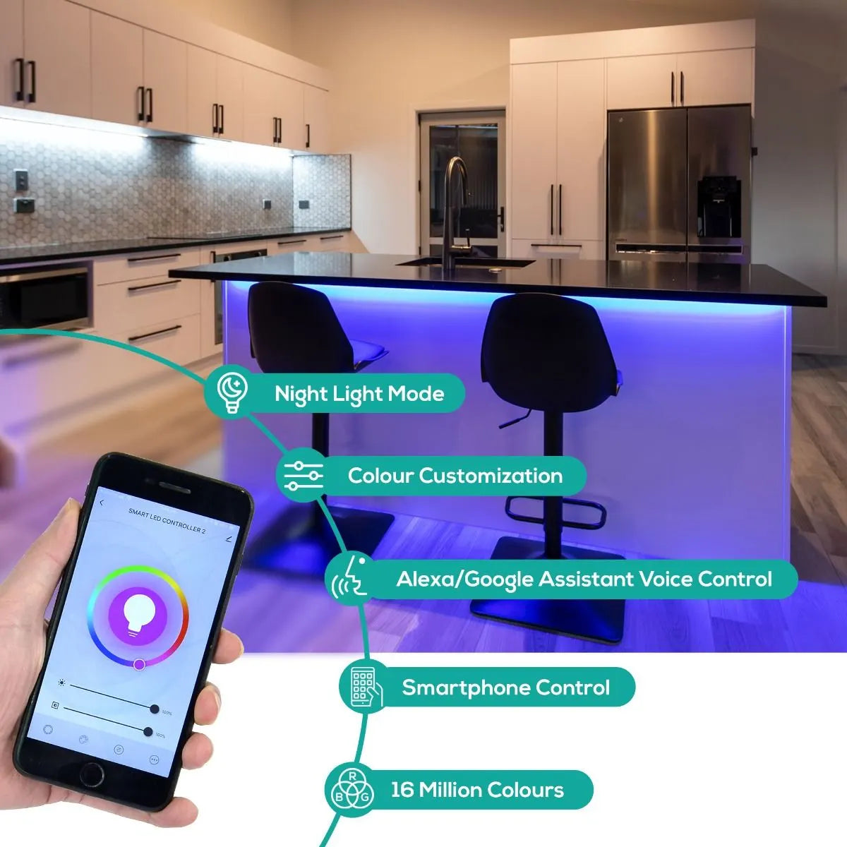 activiva 5m IP65 Smart RGB & Warm White LED Strip Lights - Image 3