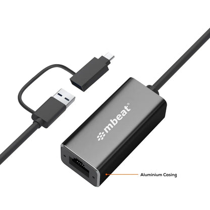 mbeat 2-in-1 USB 3.1 Gigabit LAN Adapter with USB-C Converter - Image 4