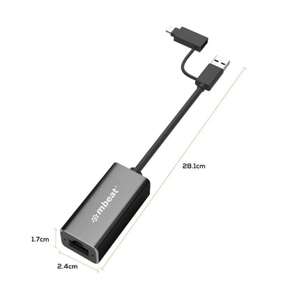 mbeat 2-in-1 USB 3.1 Gigabit LAN Adapter with USB-C Converter - Image 6