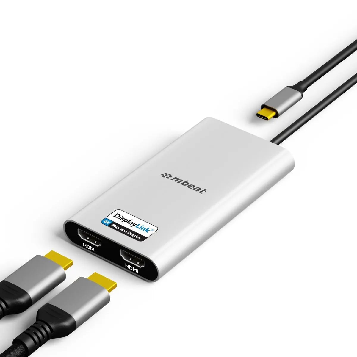 mbeat USB-C Dual 4K HDMI DisplayLink® Adapter with PD Pass-through - Image 2