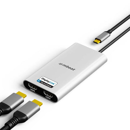 mbeat USB-C Dual 4K HDMI DisplayLink® Adapter with PD Pass-through - Image 2